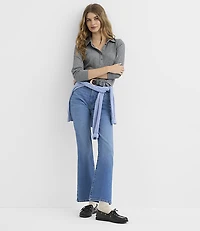 Heathered Ribbed Polo Top