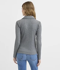 Heathered Ribbed Polo Top