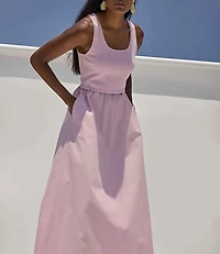 Lilla P Mixed Media Scoop Neck Dress