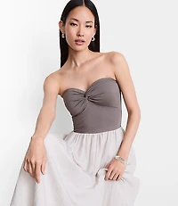 Petite LOFT Versa Strapless Mixed Media Maxi Dress