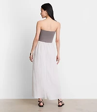 Petite LOFT Versa Strapless Mixed Media Maxi Dress