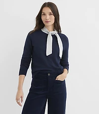 Contrast Tie Neck Sweater