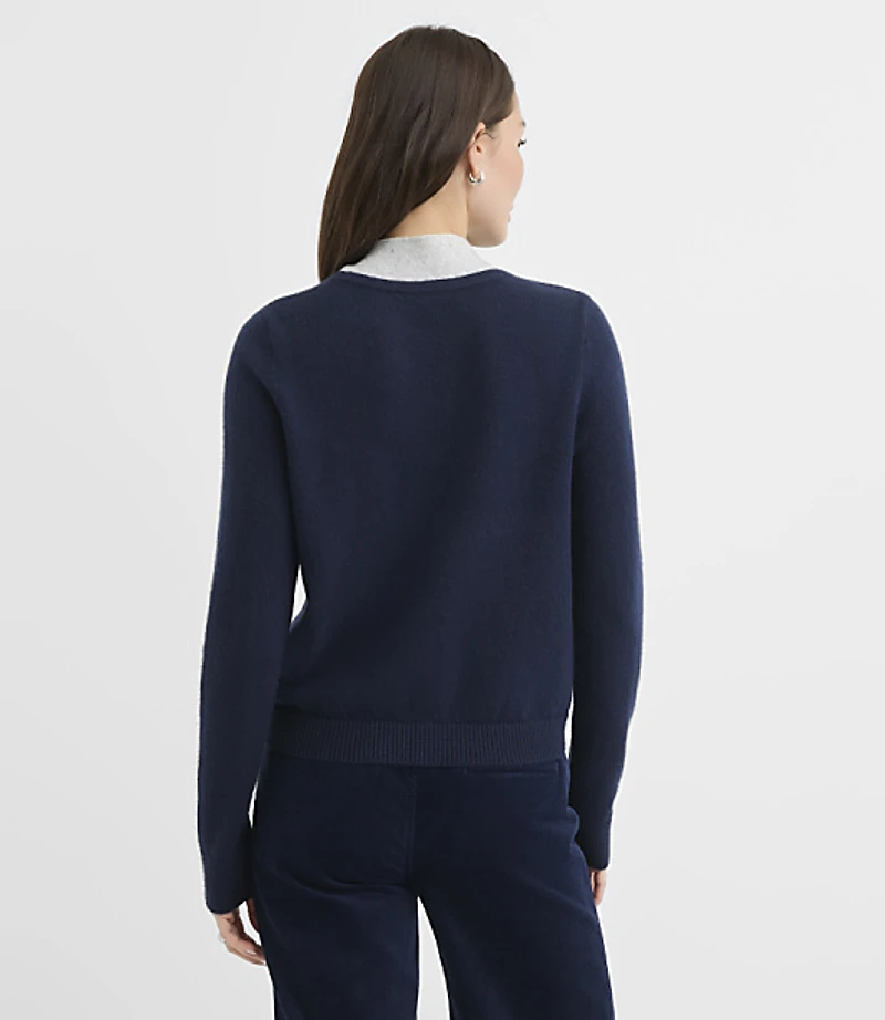 Contrast Tie Neck Sweater