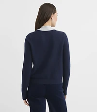 Contrast Tie Neck Sweater