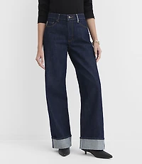 Rivete Selvedge Cuffed High Rise Wide Leg Jeans Nova Wash