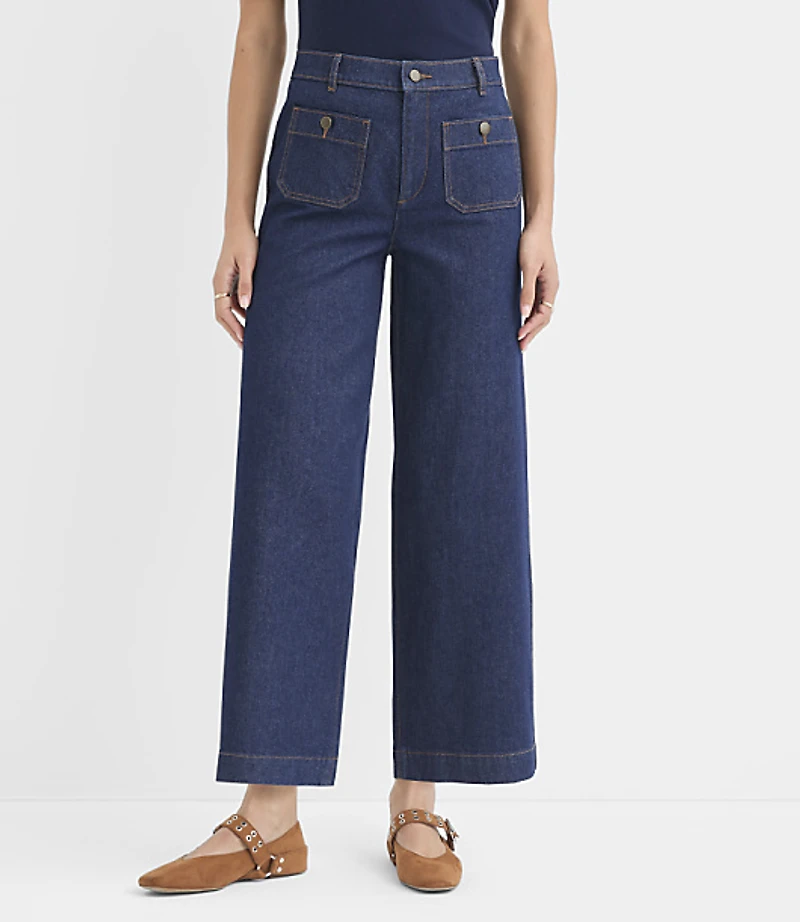 Palmer Denim Wide Leg Pants Classic Rinse Wash