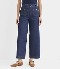 Palmer Denim Wide Leg Pants Classic Rinse Wash