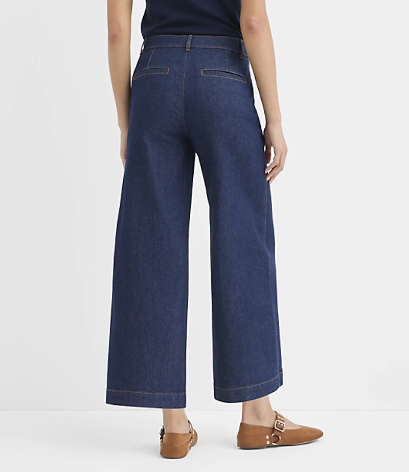 Palmer Denim Wide Leg Pants Classic Rinse Wash