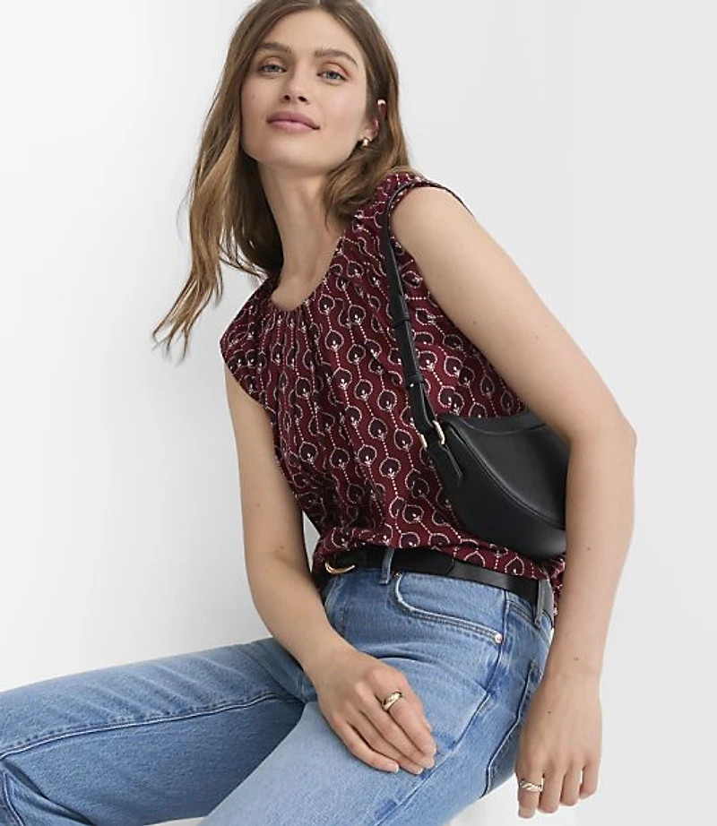 Lotus Flower Pleated Keyhole Top