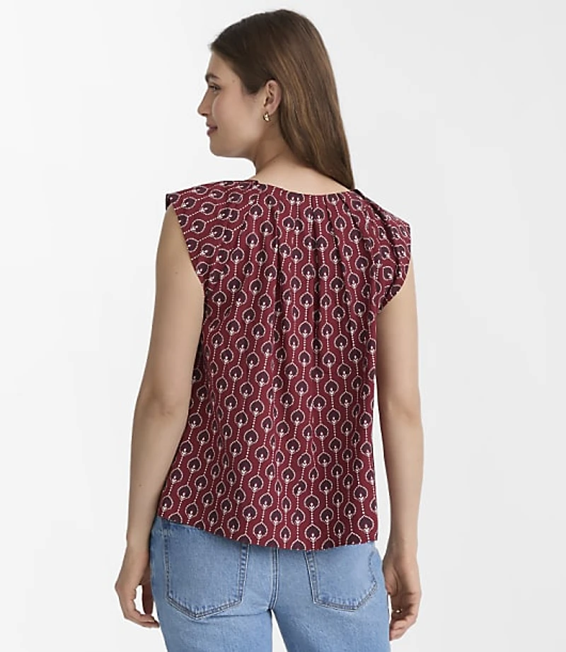 Lotus Flower Pleated Keyhole Top