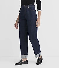 Rivete Selvedge Cuffed High Rise Straight Jeans Nova Wash