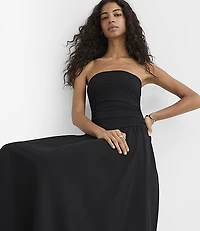 Petite Ruched Strapless Midi Dress