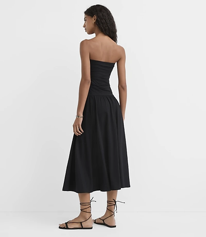 Petite Ruched Strapless Midi Dress