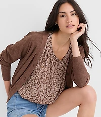Floral Bubble Hem Mixed Media Top