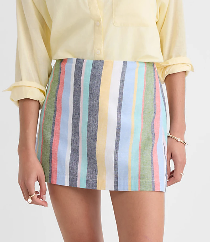 Striped Linen Cotton Modern Mini Skort