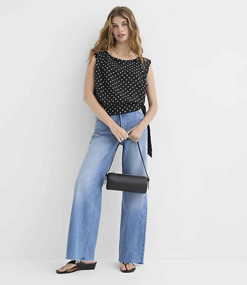 Dotted Side Tie Wedge Top