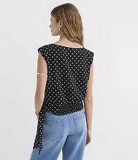 Dotted Side Tie Wedge Top