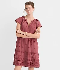 Petite Eyelet Flutter Tiered Mini Dress