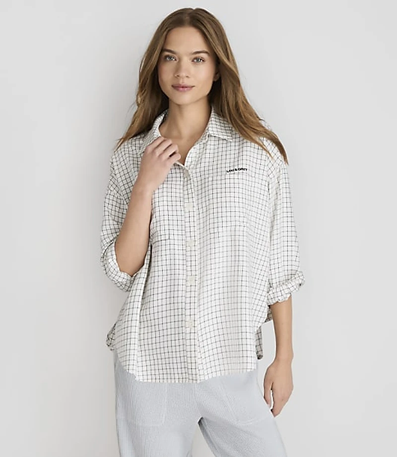 Lou & Grey Plaid Logo Pocket Shirt