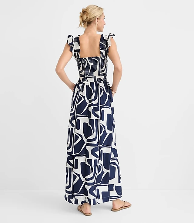 loft poplin smocked strappy maxi dress Loft Poplin Smocked Strappy Maxi Dress