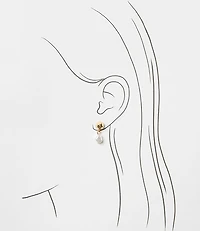 Pearlized Hammered Stud Earring Set