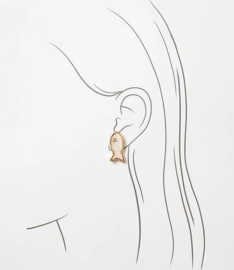Mother Of Pearl Fish Stud Earrings