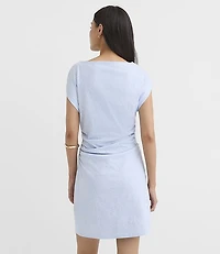 Petite Swirl Ruched Wedge Mini Tee Dress