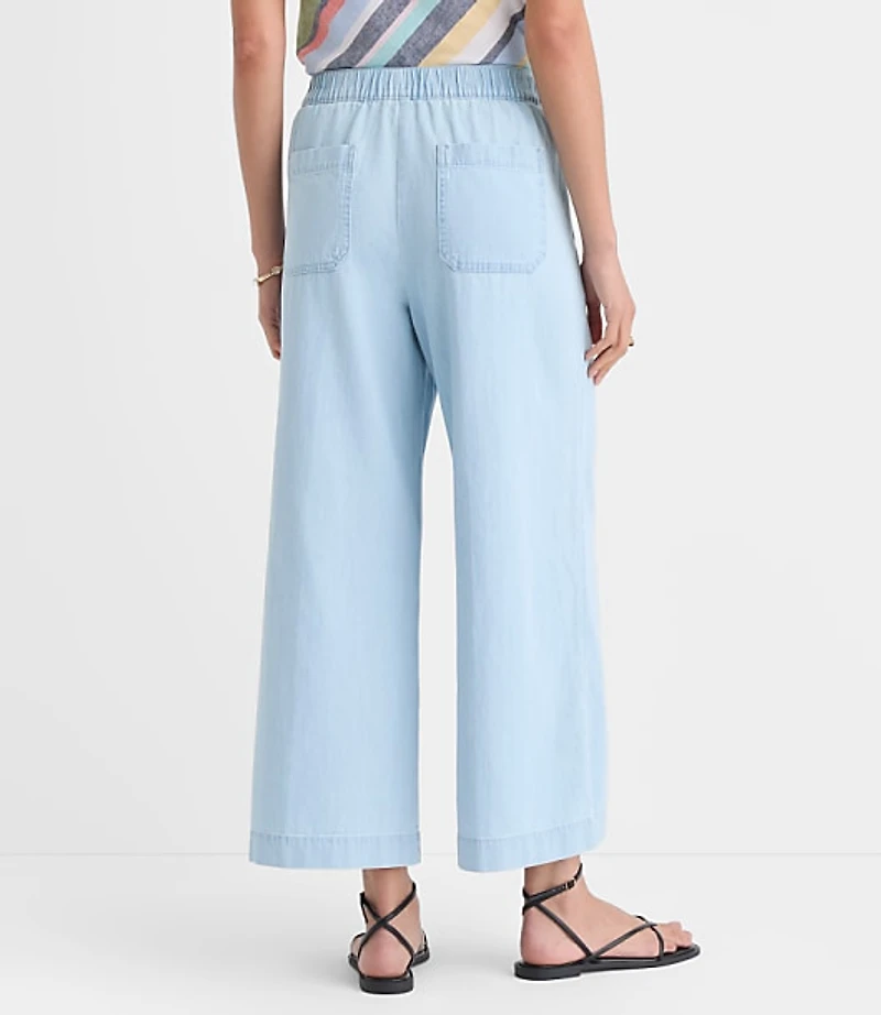 Tall Breezy Wide Leg Crop Pants Chambray