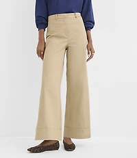 Clean Wide Leg Pants Stretch Cotton