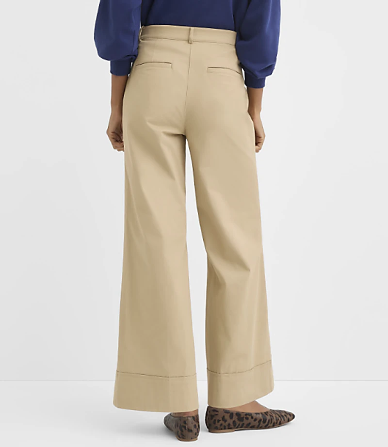 Clean Wide Leg Pants Stretch Cotton