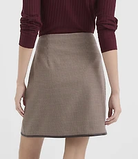 Faux Leather Trim Mini Wrap Skirt Houndstooth