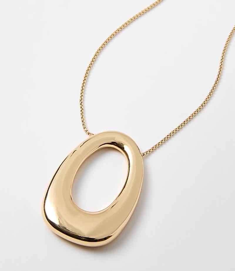Open Oval Pull Tie Pendant Necklace