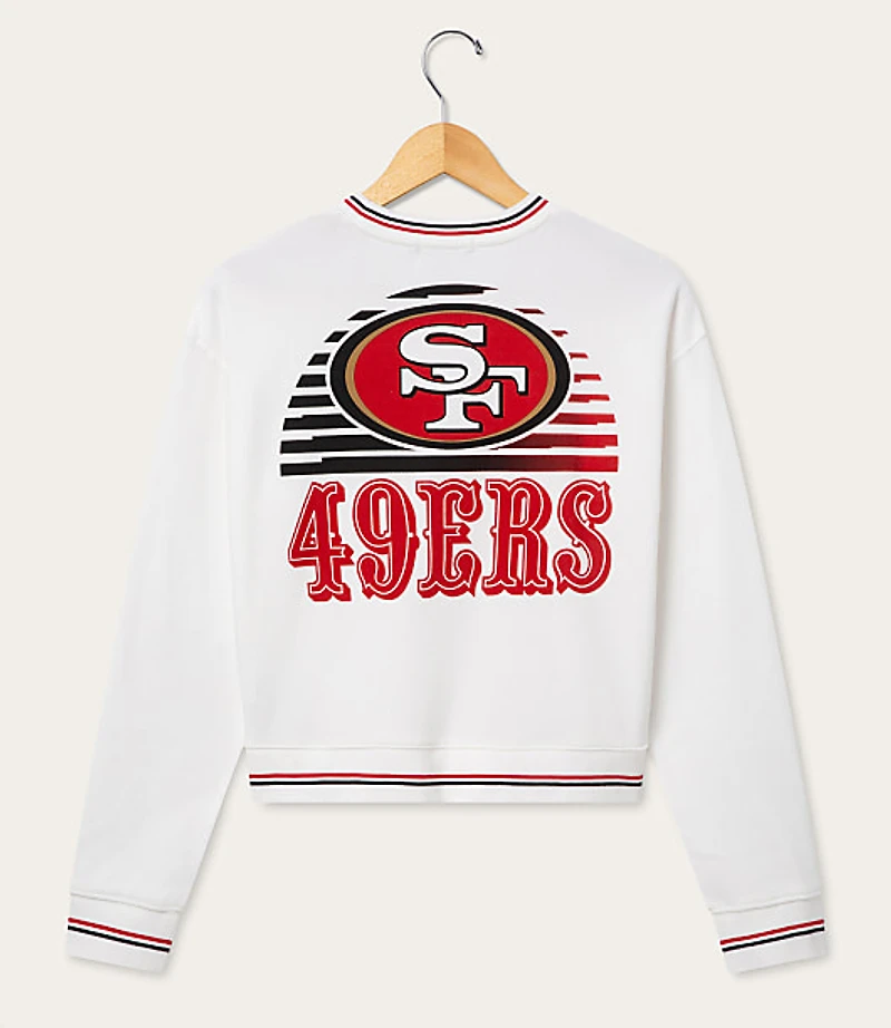 Junk Food San Francisco 49ers Striped Ribbed Cropped Fleece
