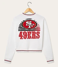 Junk Food San Francisco 49ers Striped Ribbed Cropped Fleece