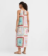 Petite Riviera Linen Cotton Midi Pocket Halter Dress