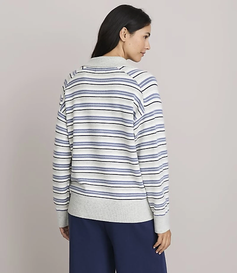 Lou & Grey Striped Cozy Jersey Polo Sweater