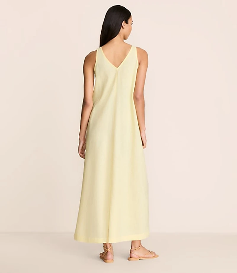 Petite Lou & Grey Linen Cotton Tie Keyhole Maxi Pocket Dress