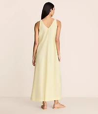Petite Lou & Grey Linen Cotton Tie Keyhole Maxi Pocket Dress