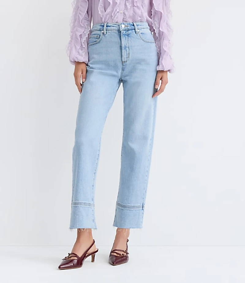 Petite Fresh Cut High Rise Straight Jeans Light Wash Indigo