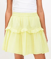 Lace Trim Ruffle Mini Skirt
