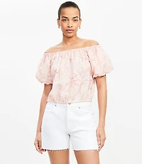 Bird Toile Off The Shoulder Bubble Top