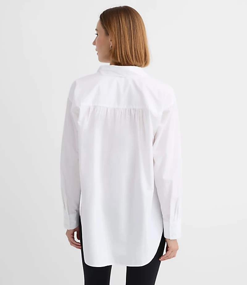 Bow Poplin Tunic Blouse