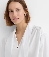 Bow Poplin Tunic Blouse
