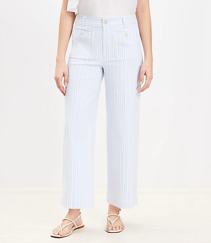 Palmer Wide Leg Crop Pants Textured Stripe