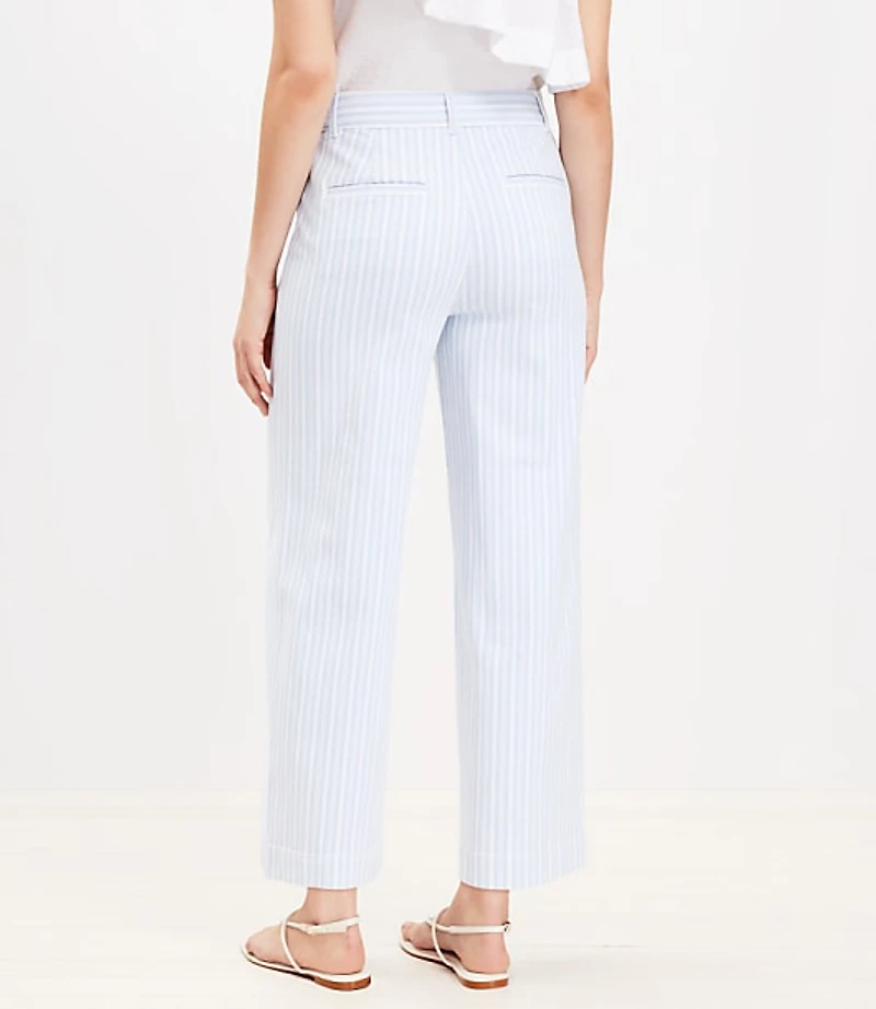 Palmer Wide Leg Crop Pants Textured Stripe