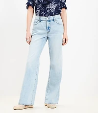 Petite Mid Rise Wide Leg Jeans in Light Wash