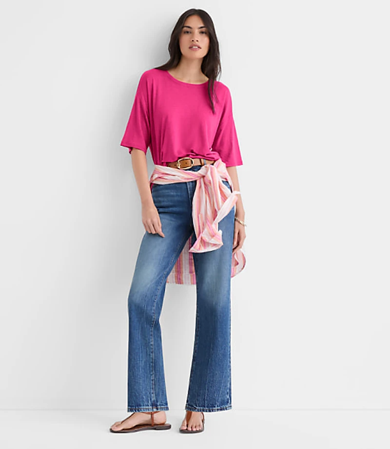Petite Linen Blend Modern Tee