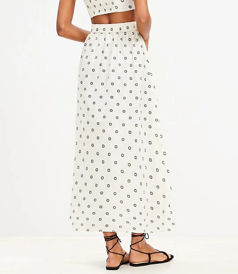 LOFT Beach Dotted Linen Cotton Maxi Wrap Skirt