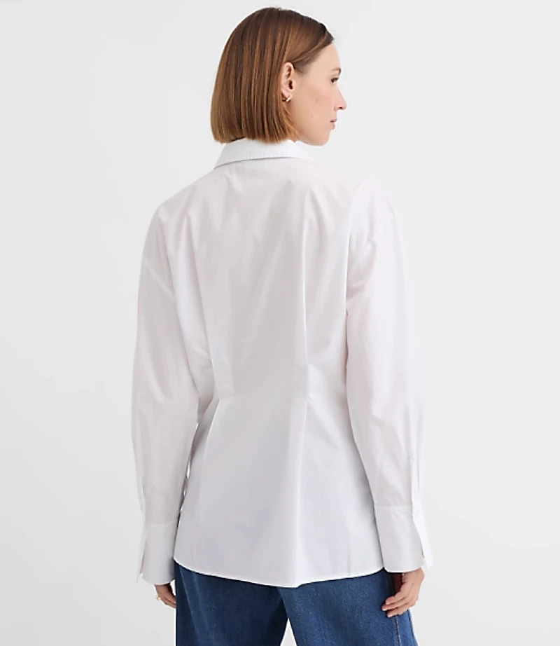 Seamed Poplin Tunic Shirt