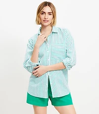 Petite Striped Everyday Oversized Pocket Shirt